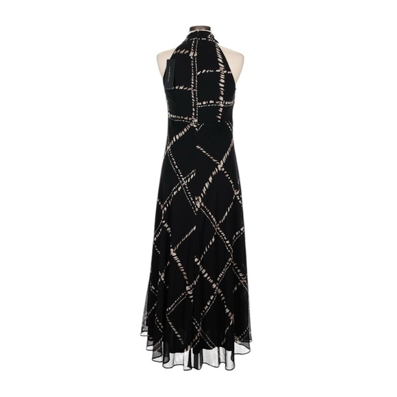 Donna Karan New York NWT Size 10 Black Geometric Halter Maxi Dress Cocktail Gown - Picture 2 of 11